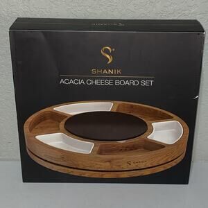 Acacia Wood Cheese Platter Charcuterie Set Cutlery Marble Board Ceramic Bowls